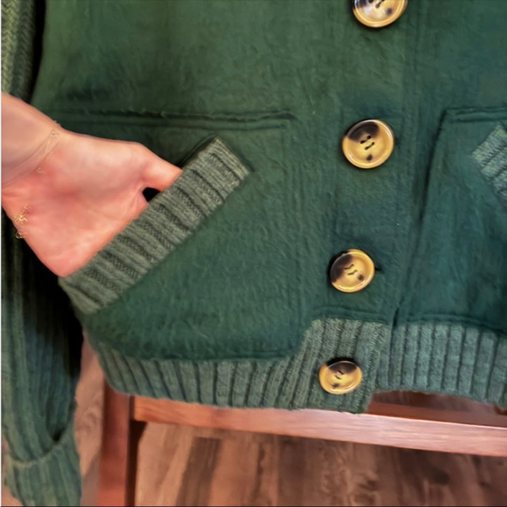 NWOT Bennie Blanket Cardi In Deepest Spruce Combo XS - Picture 8 of 9